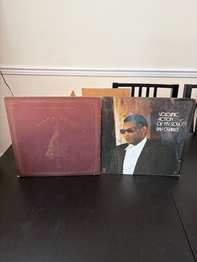 Diana Ross & Ray Charles Vinyl Album Lot - Burgundy & Black Covers